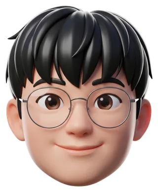 Daniel Lau Ang Thye, as a 3D character portrait in round glasses.