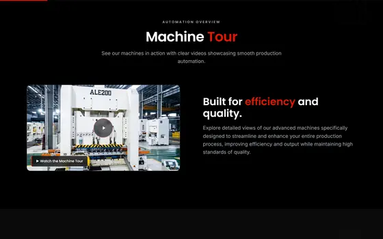 Innotech’s production automation page: the heading Machine Tour and a video still of a production machine.